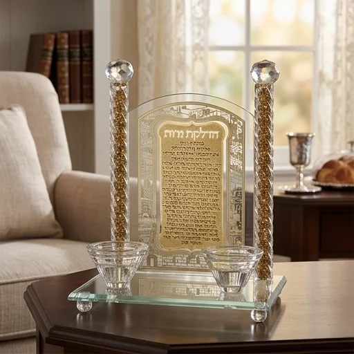 פמוטי קריסטל עם פלקטה הדלקת נרות "רימונים" 24 ס"מ - Image 2