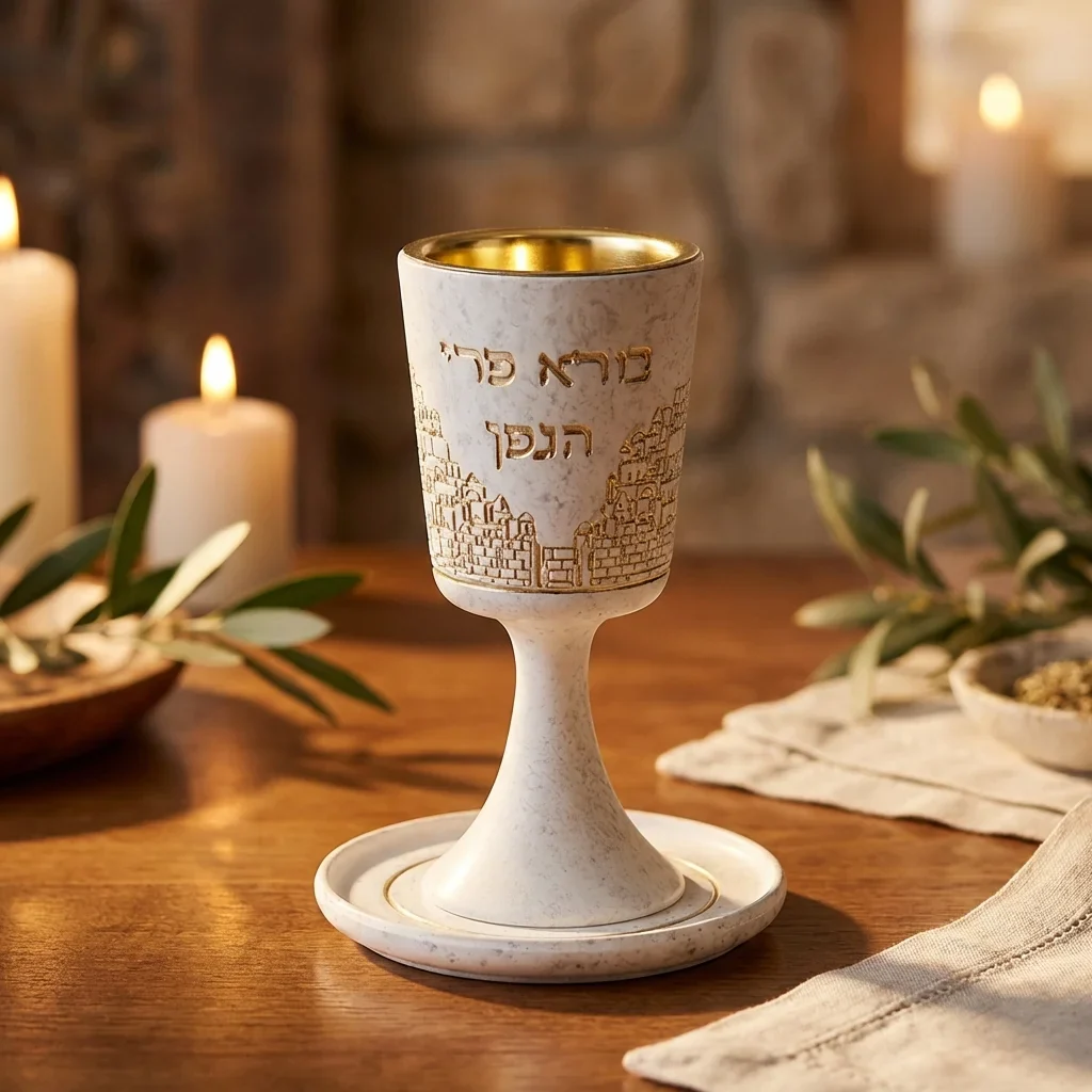 גביע קידוש מהודר מפולימר עם רגל ותחתית 15 ס"מ - Image 3