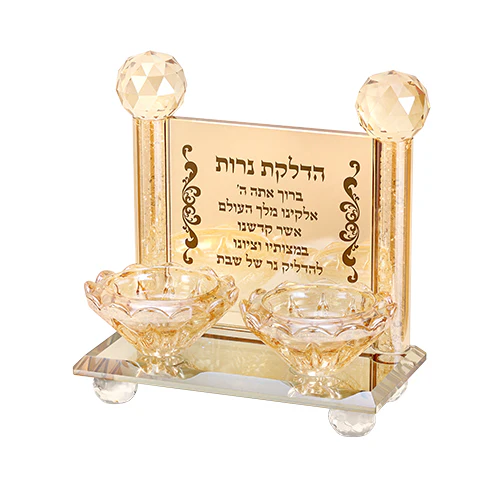 פמוטי קריסטל מהודרים עם הדלקת נרות 12.5x7 ס"מ