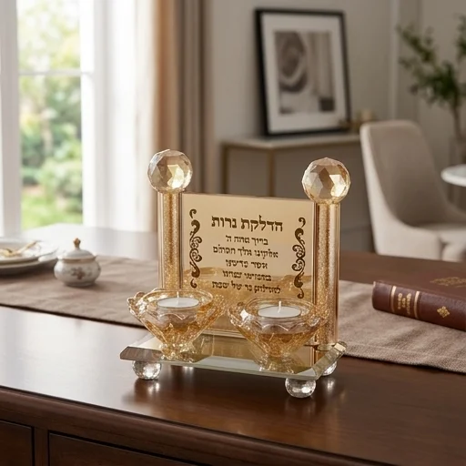 פמוטי קריסטל מהודרים עם הדלקת נרות 12.5x7 ס"מ - Image 2