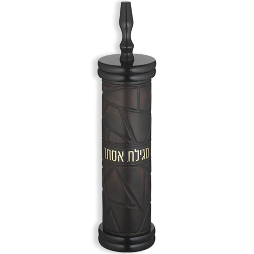 בית מגילה מתברגת רחבה ספרדי קוטר 9 ס"מ עץ עם פלקטה פיו עבור קלף 24 ס"מ