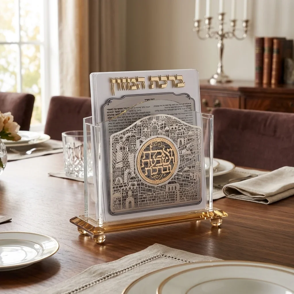 מעמד קריסטל לברכונים נוסח אשכנזי 18X15 ס"מ עם 6 ברכות - Image 2