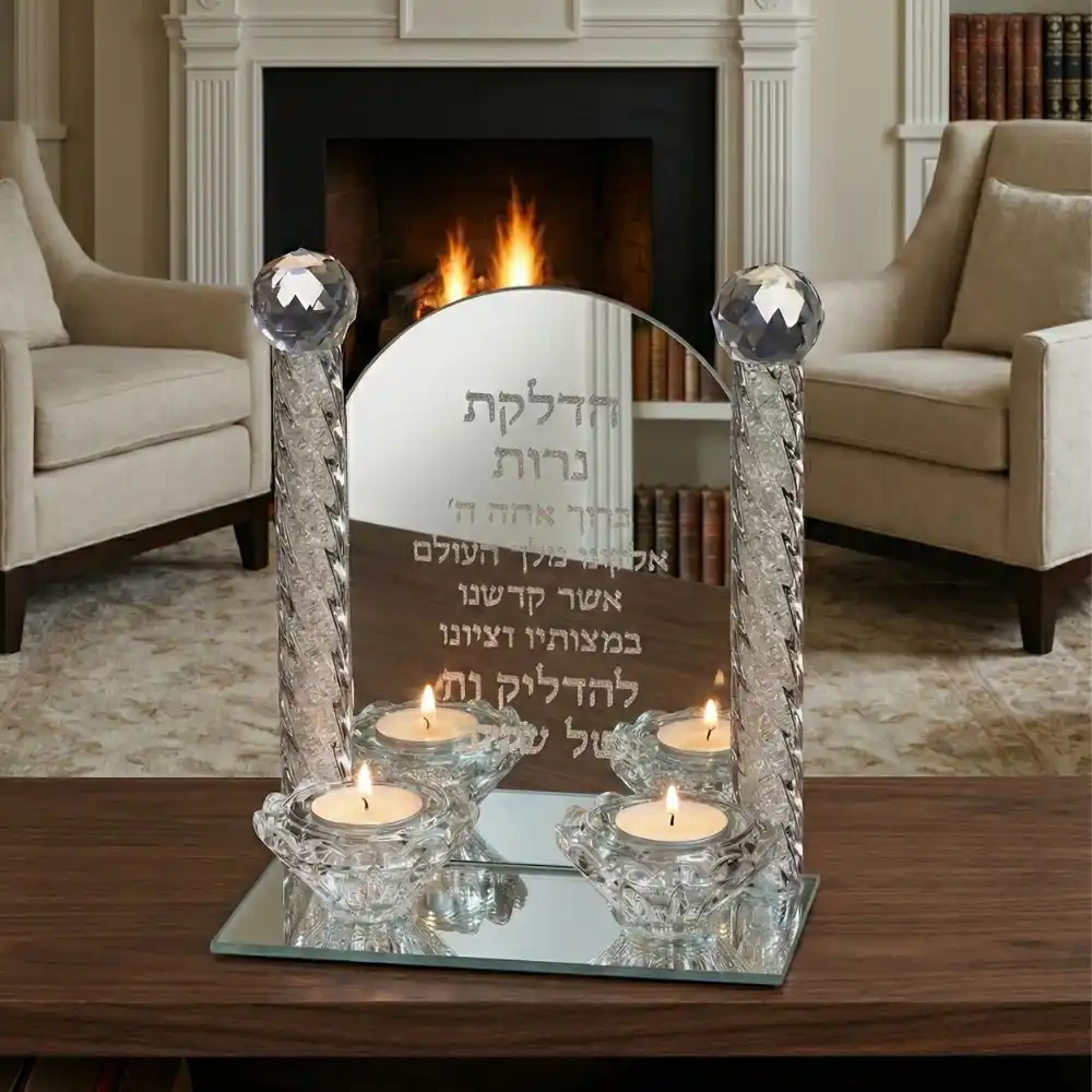 פמוטי קריסטל מהודרים "הדלקת נרות" 18.5x16 ס"מ - Image 2