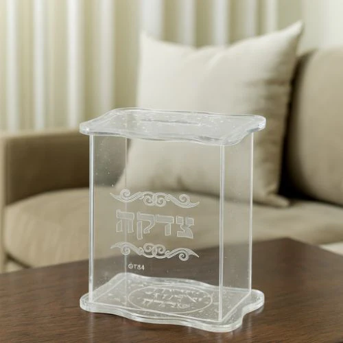 קופת צדקה מפרספקס נצנצים כסף 13x13 ס"מ - Image 2