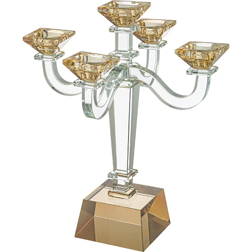 פמוטי קריסטל חמשייה מהודרים 34 ס"מ