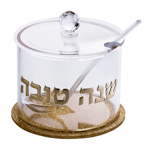 כלי לדבש פרספקס גימור כסף 8.5 ס"מ