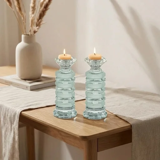 זוג פמוטי קריסטל מהודרים 18 ס"מ - Image 2