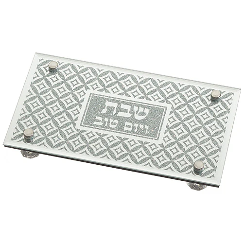 מגש זכוכית מהודר לפמוטים 25X14 ס"מ