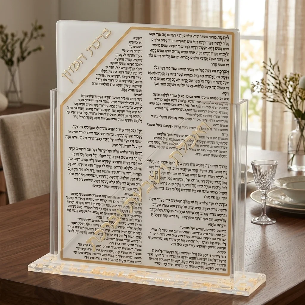 מעמד פרספקס נוסח אשכנזי 18X23 ס"מ עם 7 ברכונים - זהב - Image 2