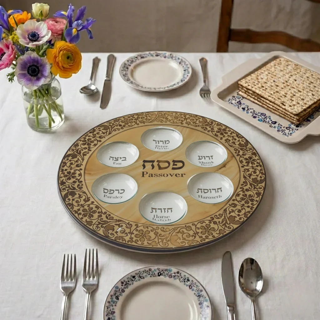 קערת פסח זכוכית מהודרת 35 ס"מ - Image 2