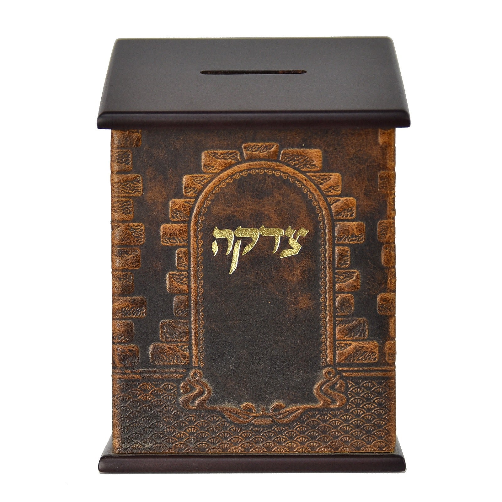 קופת צדקה מעץ ועור איכותי לתליה או לשולחן - Image 10