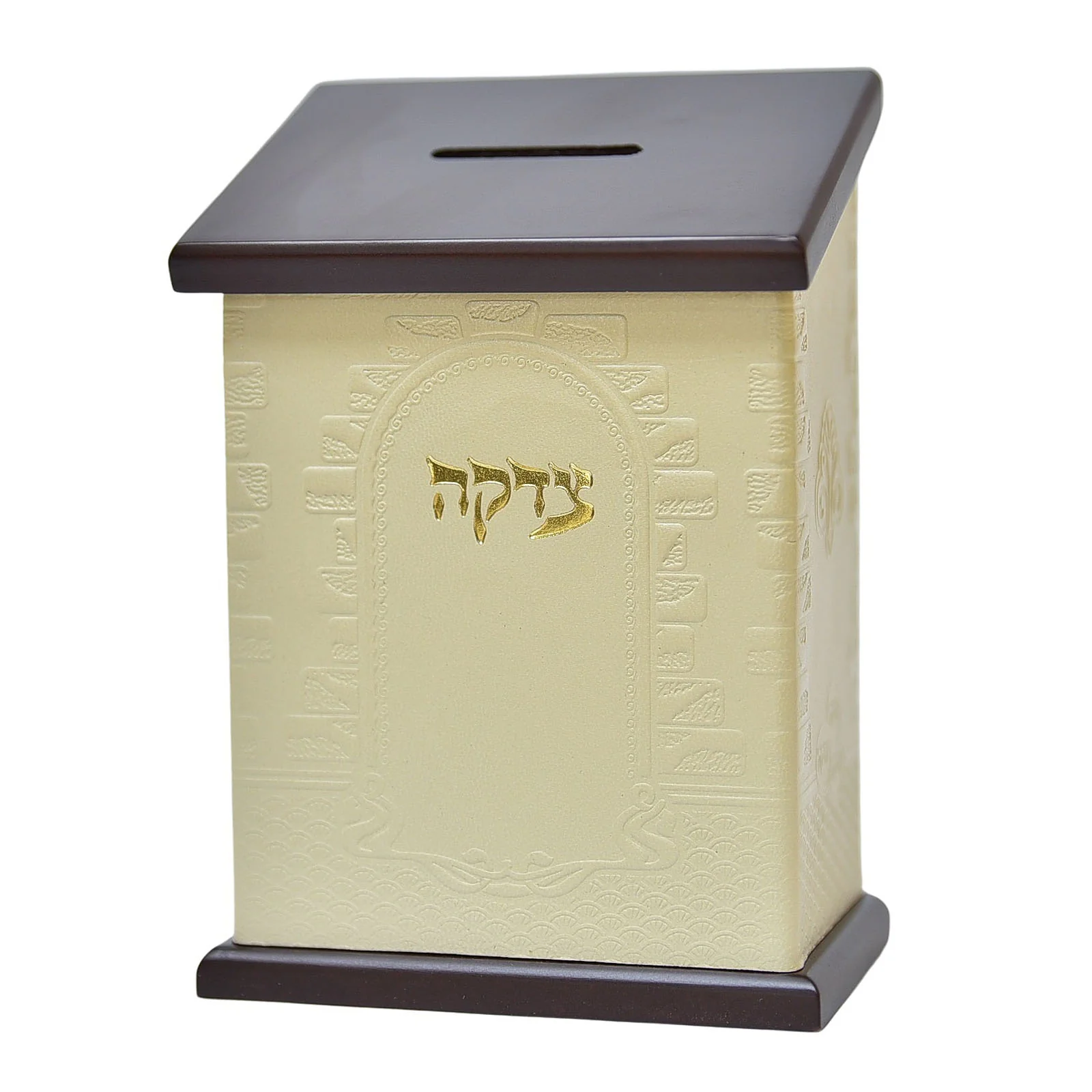 קופת צדקה מעץ ועור איכותי לתליה או לשולחן - Image 12