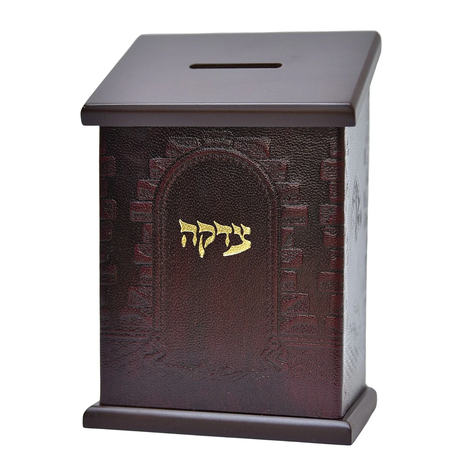 קופת צדקה מעץ ועור איכותי לתליה או לשולחן - Image 13