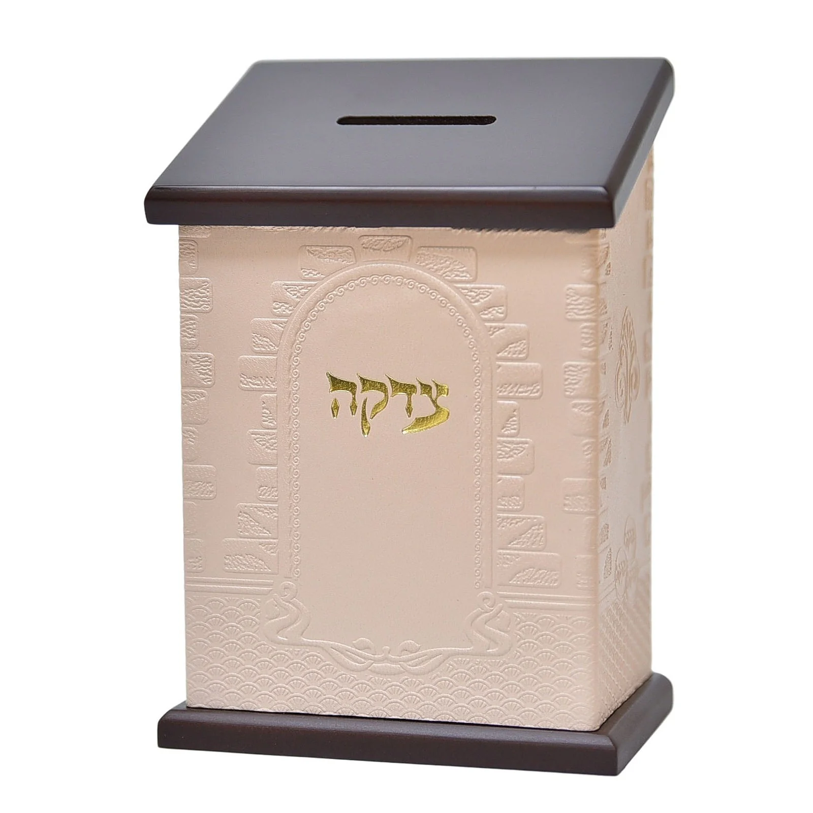 קופת צדקה מעץ ועור איכותי לתליה או לשולחן - Image 14