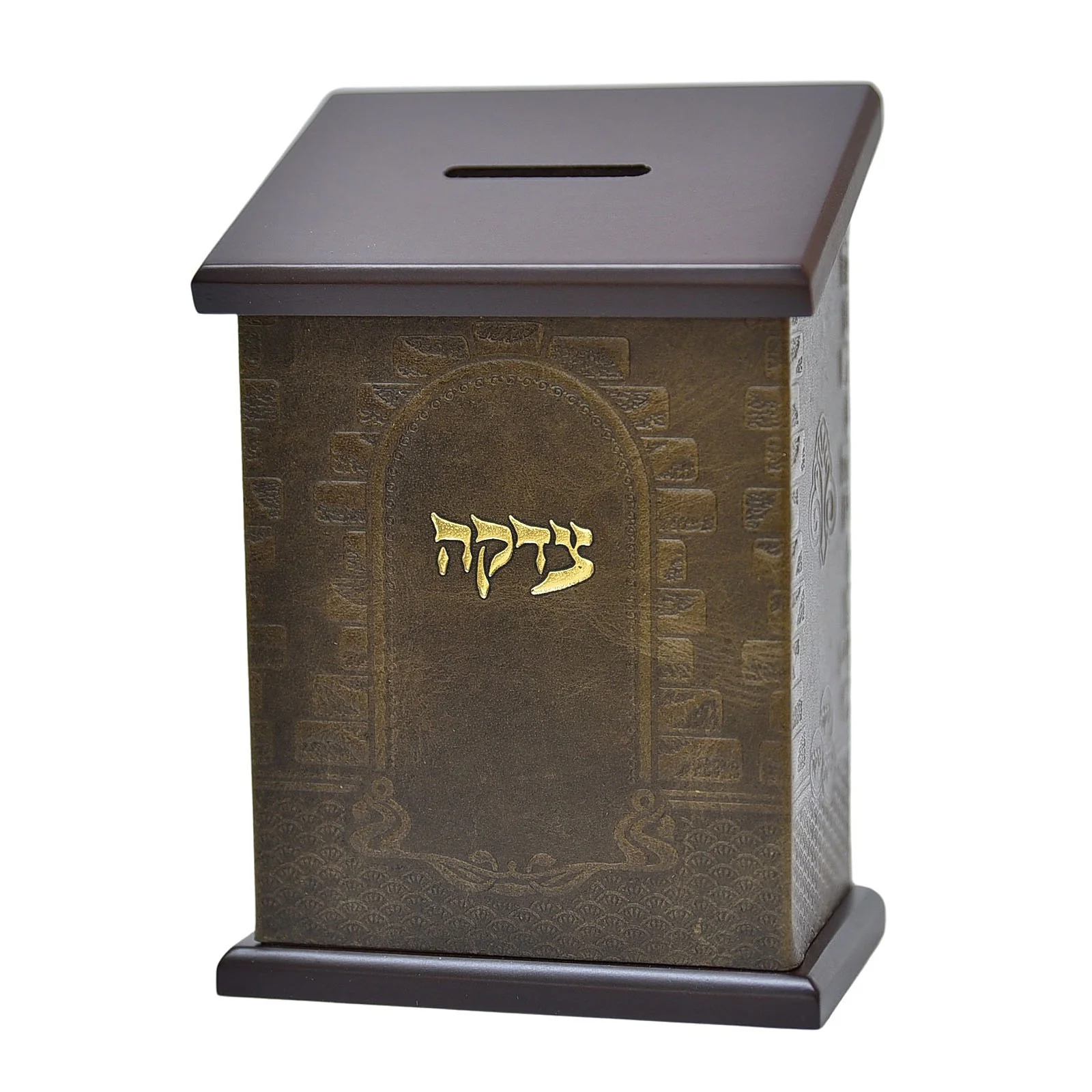 קופת צדקה מעץ ועור איכותי לתליה או לשולחן - Image 15