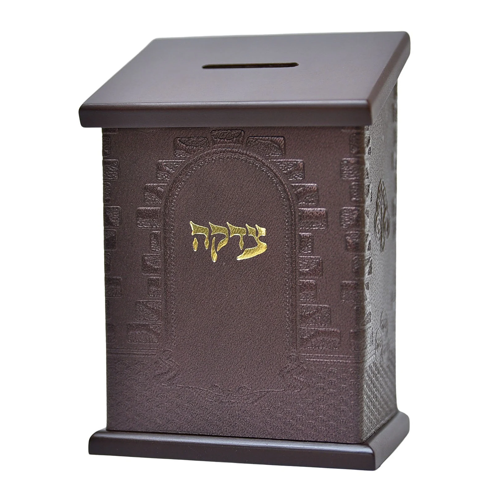 קופת צדקה מעץ ועור איכותי לתליה או לשולחן - Image 16