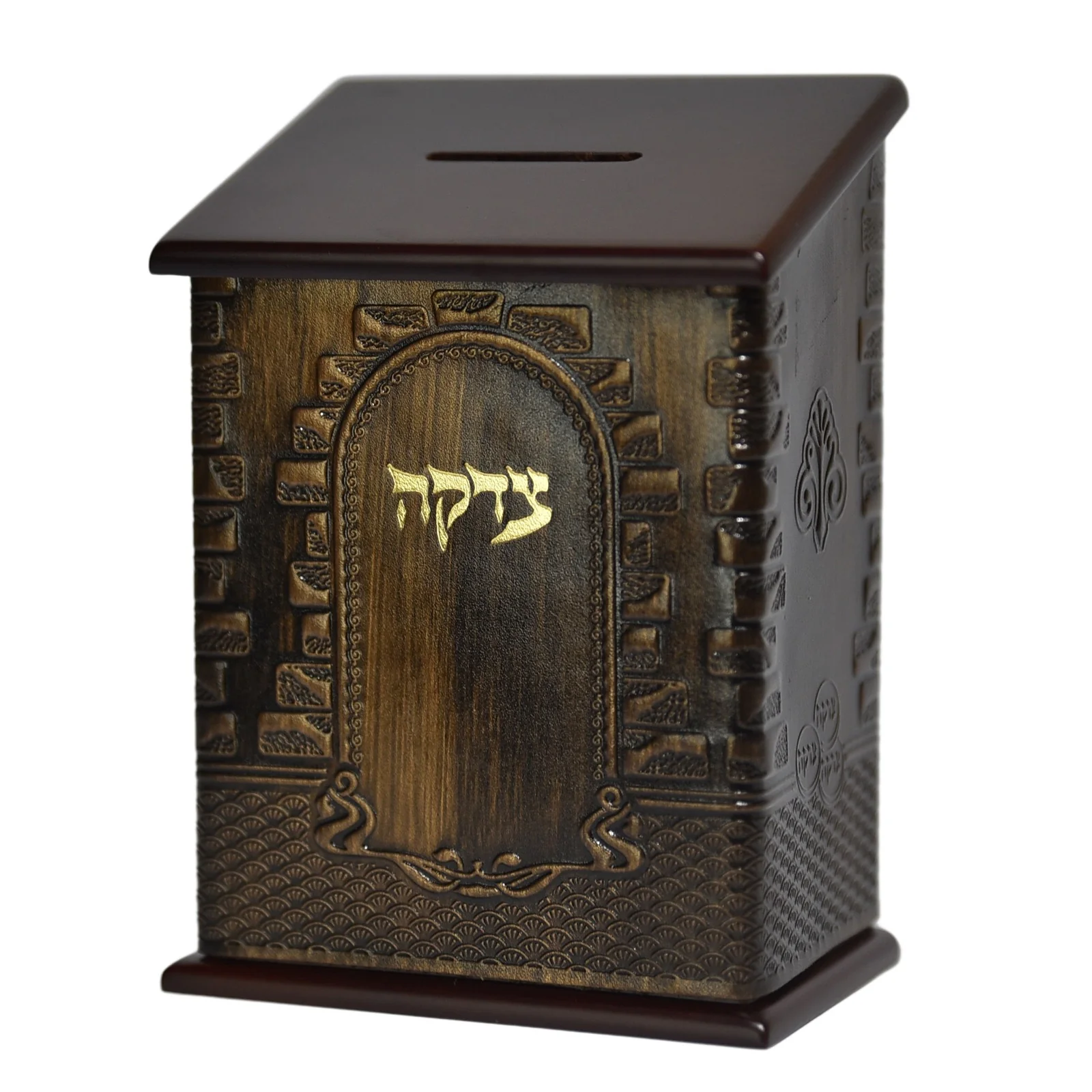 קופת צדקה מעץ ועור איכותי לתליה או לשולחן - Image 5