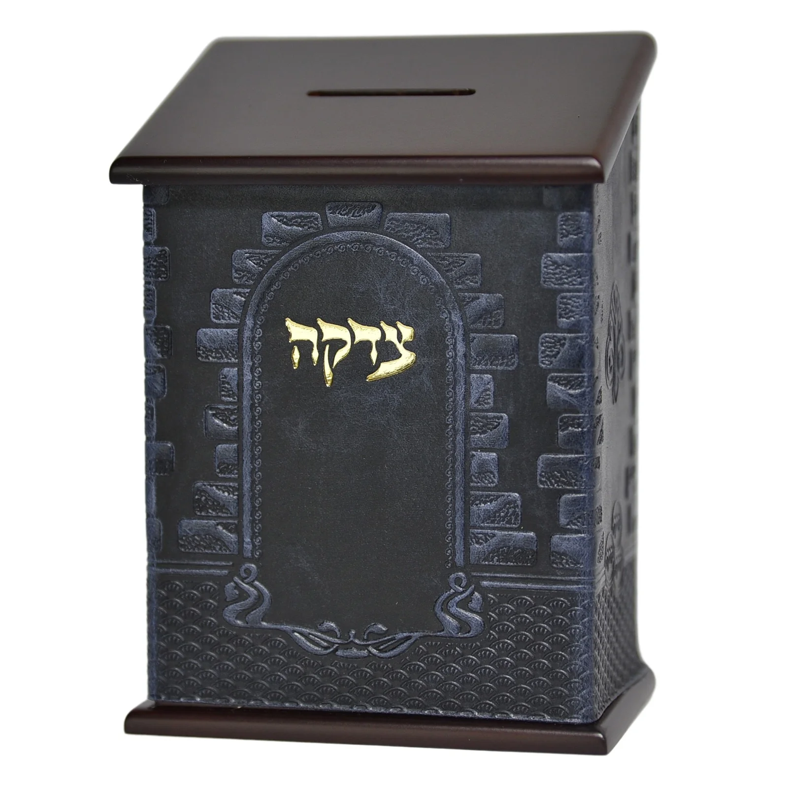קופת צדקה מעץ ועור איכותי לתליה או לשולחן - Image 7