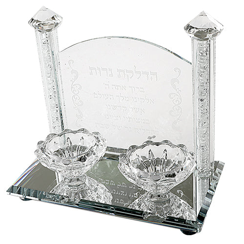 פמוטי קריסטל מהודרים עם הדלקת נרות 17*18 ס"מ