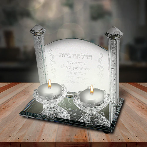 פמוטי קריסטל מהודרים עם הדלקת נרות 17*18 ס"מ - Image 2