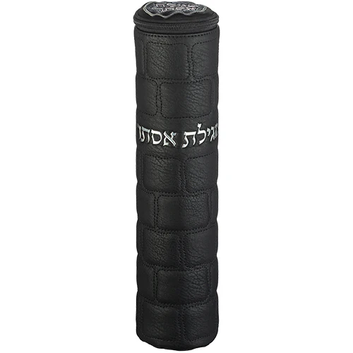 תיק למגילת אסתר דמוי עור עם אותיות בולטות עבור קלף 31 ס"מ